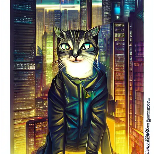 Prompt: cyberpunk cat in the city