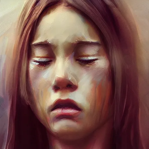 Prompt: “a pretty girl crying, realism, trending on artstation”