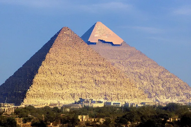 Prompt: Pyramid as a power plant, Future technology