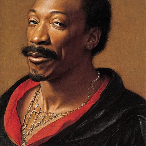 Image similar to renaissance portrait of Eddie Murphy, masterpiece by Eugene de Blaas