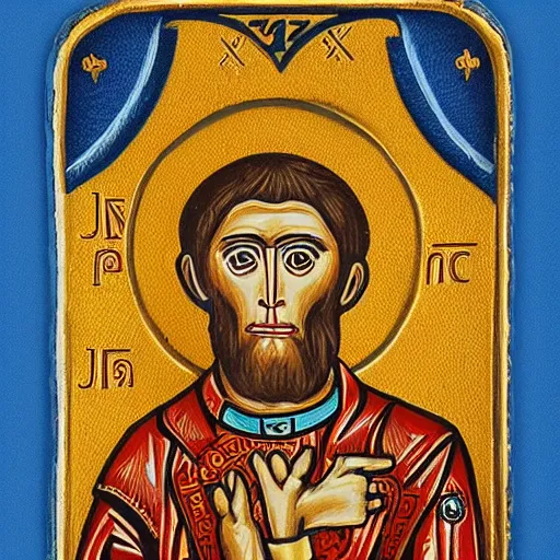 Prompt: astronaut monkey Byzantine religious icon