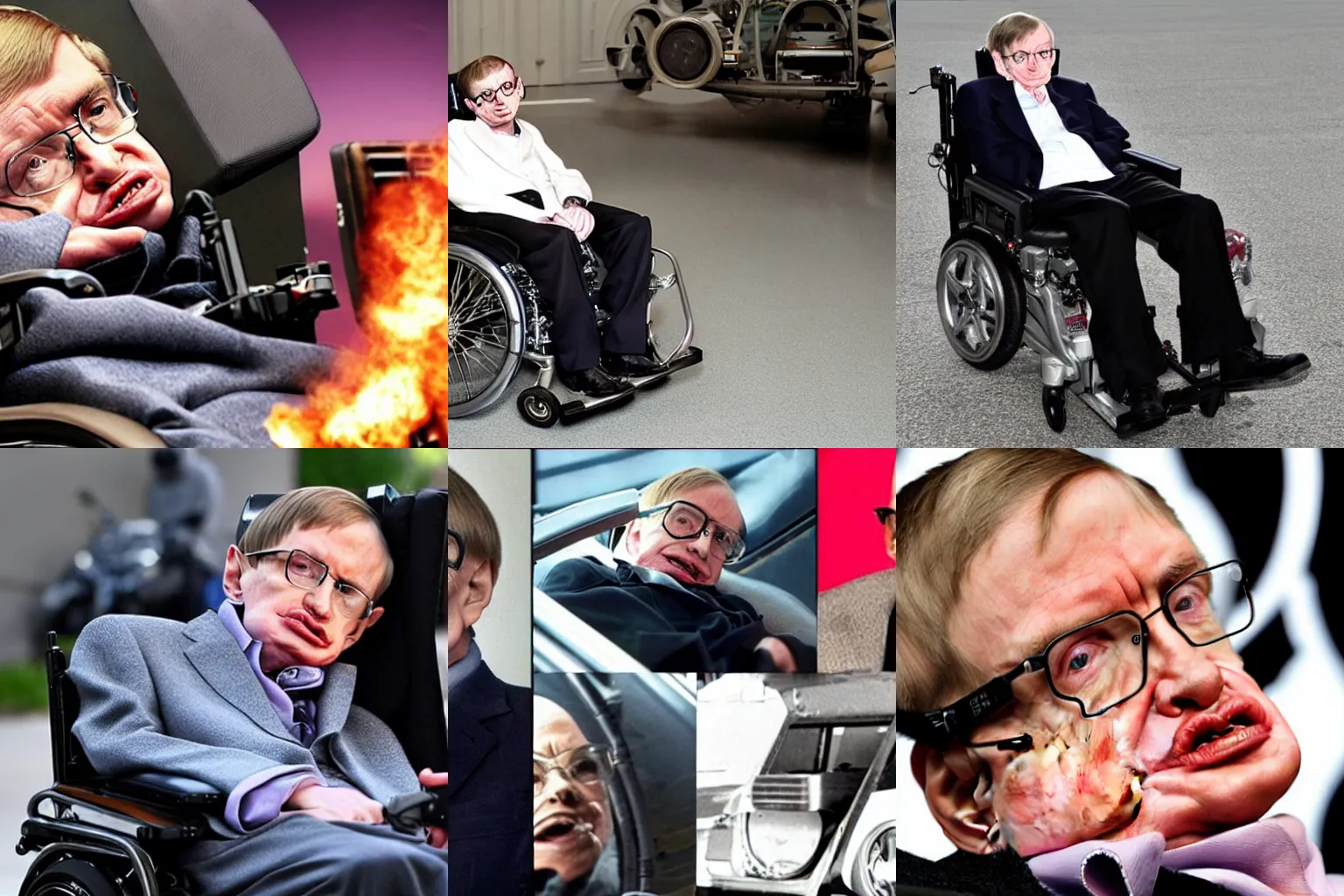 Prompt: Stephen Hawking as main star in Fast & Furious franchise