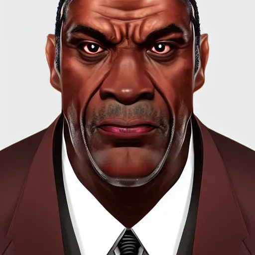 Image similar to a portrait of a muscular older black man with cornrows and a suit with a monocle on, D&D, sci-fi, elegant, hopeful, muscular, highly detailed, digital painting, artstation, concept art, smooth, sharp focus, illustration