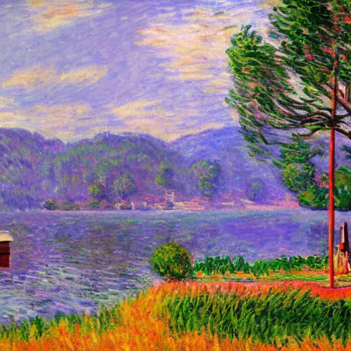 Image similar to grand theft auto ( gta ) landscape in the style of monet, trending on artstation