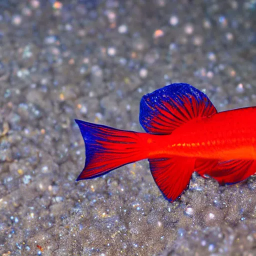 Prompt: a beautiful richly colored beta fish on a black background.