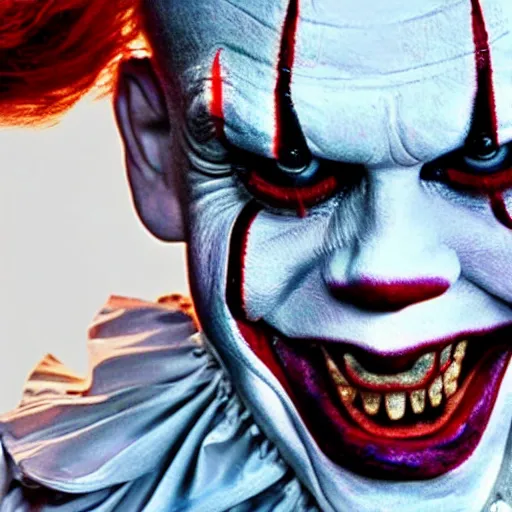 Image similar to Jim Carrey as Pennywise 4K quality photo realistic