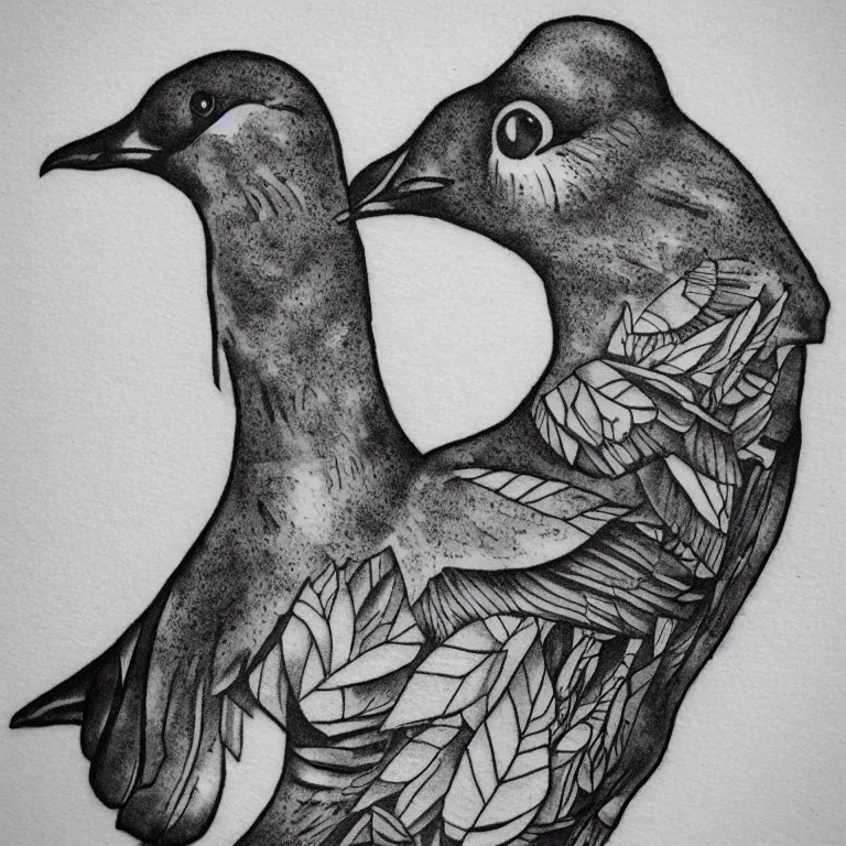 Image similar to tattoo of a common nyc street pigeon, stylized