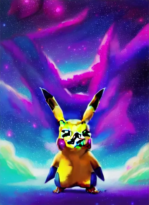 Prompt: galaxy colored pokemon of a galaxy colored pikachu, beautiful detailed realistic cinematic character concept fashion portrait, hi - fructose art magazine, by anton fadeev and paul lehr and david heskin and josan gonzalez, 8 k, purple, blue