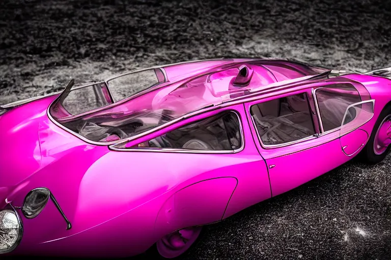 Elegant photography of the pink panther car