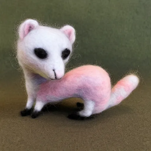 Image similar to a needle felted ferret, needle felting art.