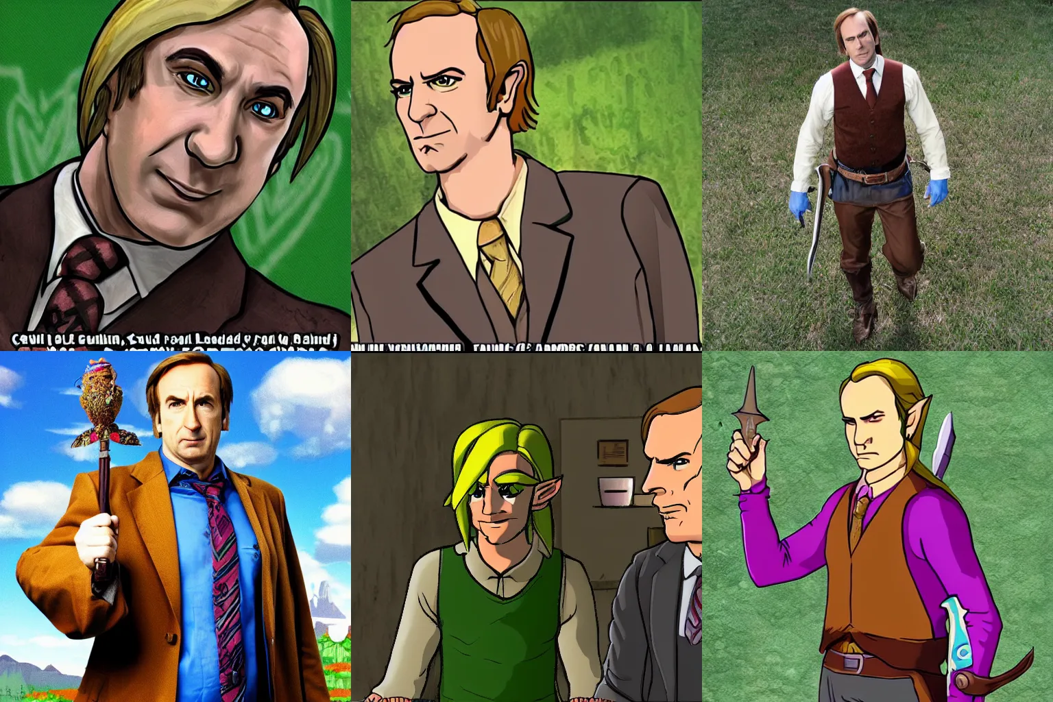 Prompt: Saul Goodman as Link in the Legend of Zelda