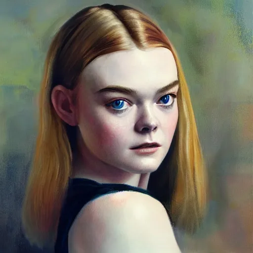 Image similar to ultra realistic portrait painting of elle fanning in the world of adam wyeth, art by frank frazetta, 4 k, ultra realistic, highly detailed, epic lighting