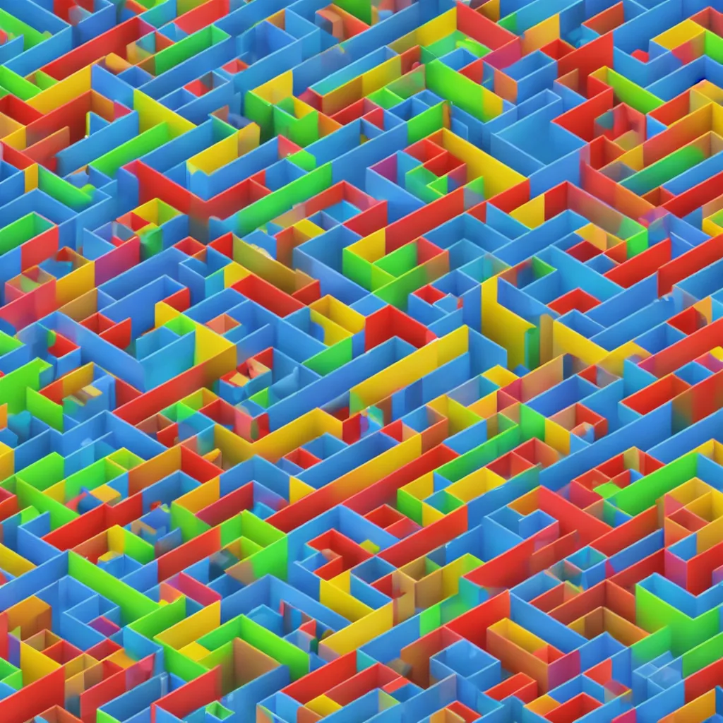 Prompt: wimmelbilder maze made of tetris blocks, unreal engine, octane render, isometric, very sharp