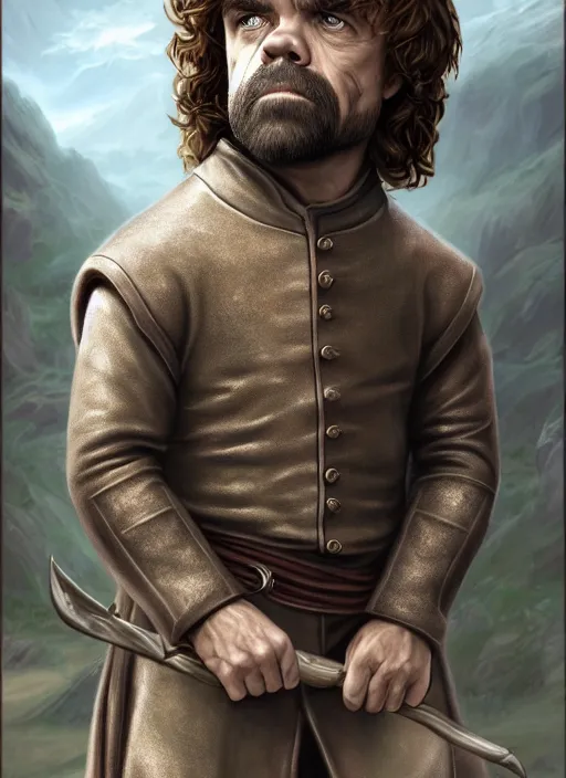 Prompt: tyrion lannister, by anne stokes and larry elmore, detailed matte painting, realistic portrait, symmetrical, highly detailed, digital painting, artstation, concept art, smooth, sharp focus, illustration, cinematic lighting, 8 k resolution