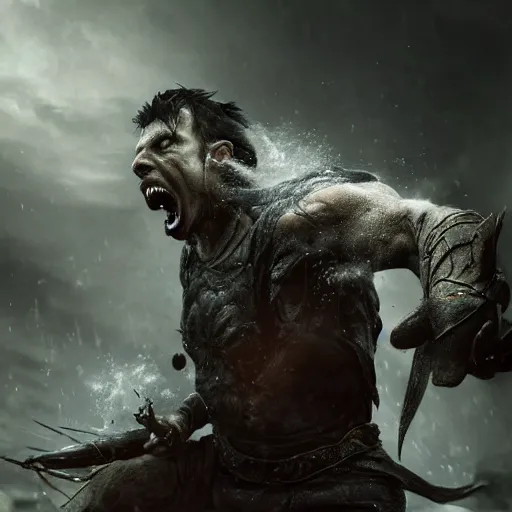 Prompt: hyperrealistic mixed media image of skyrim vampire shrieking as he is transforming into dust, stunning 3 d render inspired art by greg rutkowski and xiang duan and thomas eakes, perfect facial symmetry, flesh texture, realistic, highly detailed attributes and atmosphere, dim volumetric cinematic lighting, 8 k octane detailed render, post - processing, masterpiece,