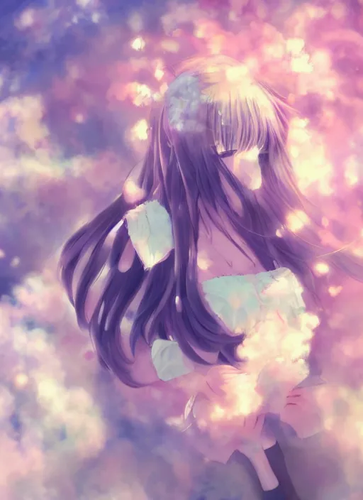 Image similar to anime, pastel texture, matte painting hyperpop portrait trending on pixiv