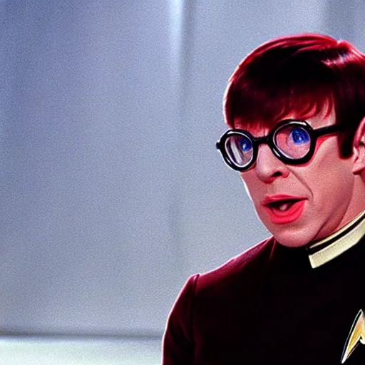 Image similar to austin powers as lieutenant data, star trek, cinematic