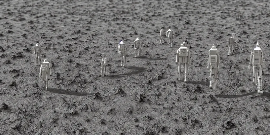 Image similar to ten friends on dusty Mars soil in the future walking together all wearing stylish futuristic clothing picture taken with 5 mm camera nokia, intricate, ultra HD, super detailed, realistic, award-winning picture