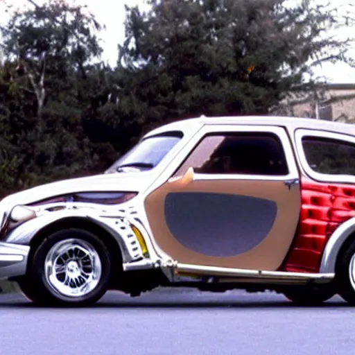 Image similar to pt cruiser time machine, photo still from the movie back to the future