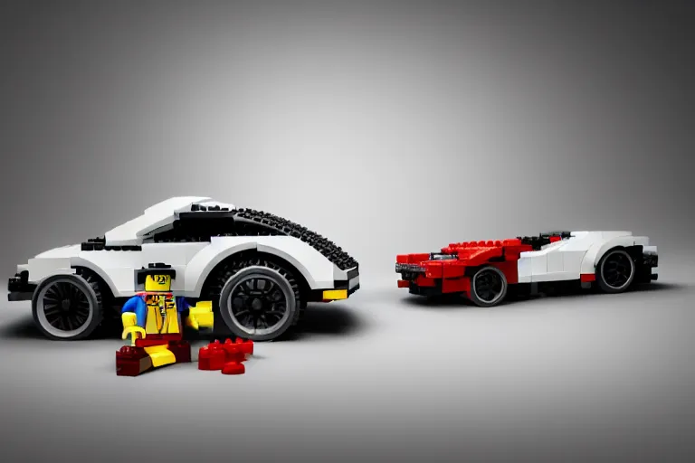 Image similar to Porsche made out of Lego, octane render, studio light, 35mm,