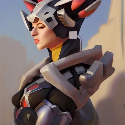 Image similar to greg manchess portrait painting of partially armored sylveon as overwatch character, medium shot, asymmetrical, profile picture, organic painting, sunny day, matte painting, bold shapes, hard edges, street art, trending on artstation, by huang guangjian, gil elvgren, ruan jia, greg rutkowski, gaston bussiere