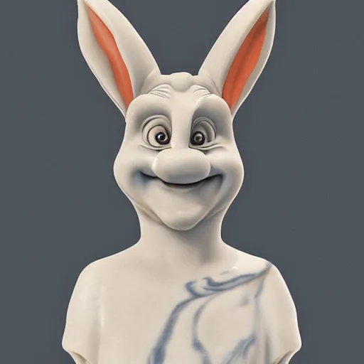 Prompt: marble bust of bugs bunny