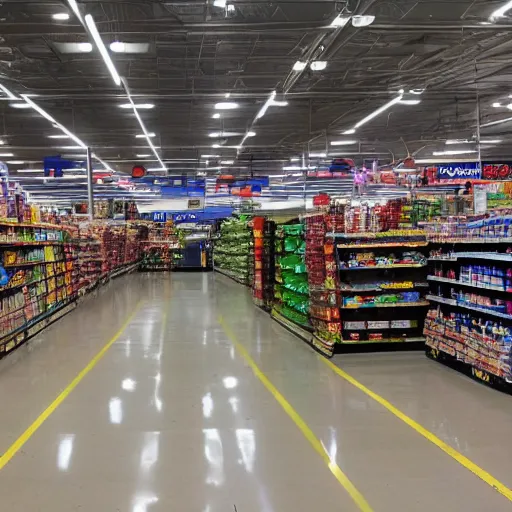 Image similar to a local walmart, general goods store, food, clothing, electronics, 8k, -150