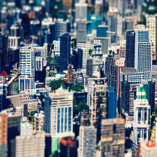 Image similar to Cityscape, Tilt-shift, wide shot, legos