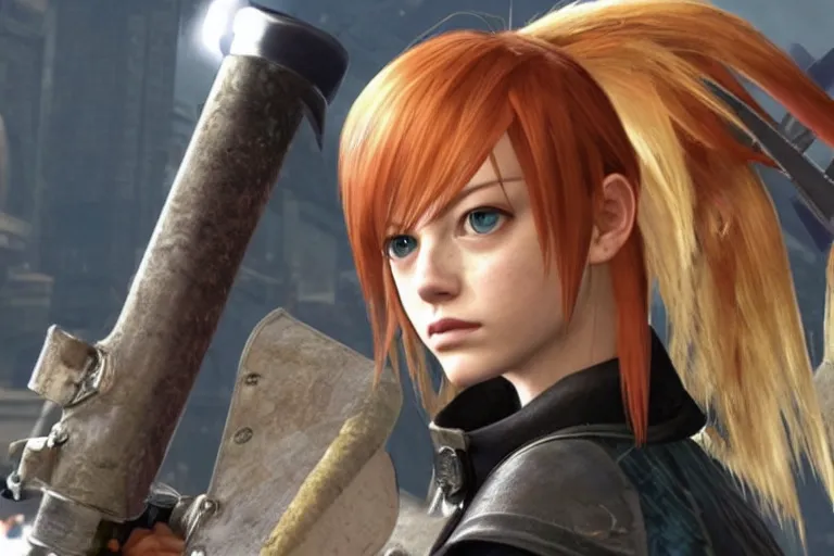 Image similar to Emma Stone in Final Fantasy VII