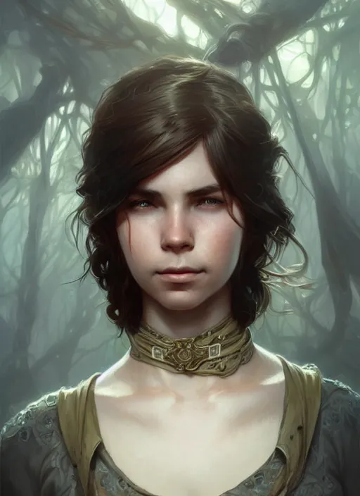 Image similar to carl grimes, d & d, fantasy, intricate, elegant, highly detailed, digital painting, artstation, concept art, matte, sharp focus, illustration, hearthstone, art by artgerm and greg rutkowski and alphonse mucha