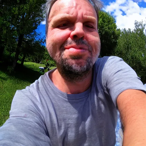 Prompt: Photograph my dad accidentally took because he didn\'t realize the camera was facing towards him