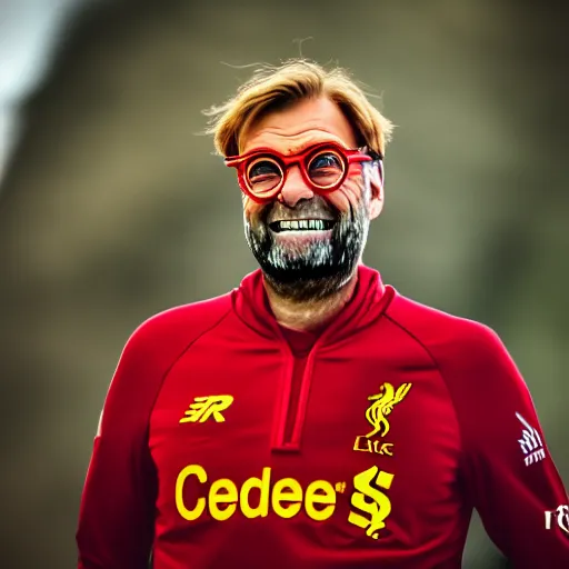 Prompt: Jurgen Klopp, fantasy, EOS R5, f/1.8 , HDR, natural lighting , award winning photograph, 8k, Mucha style,