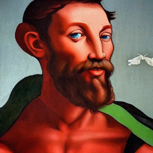 Image similar to unknown painting of michelangelo, ultra realistic details