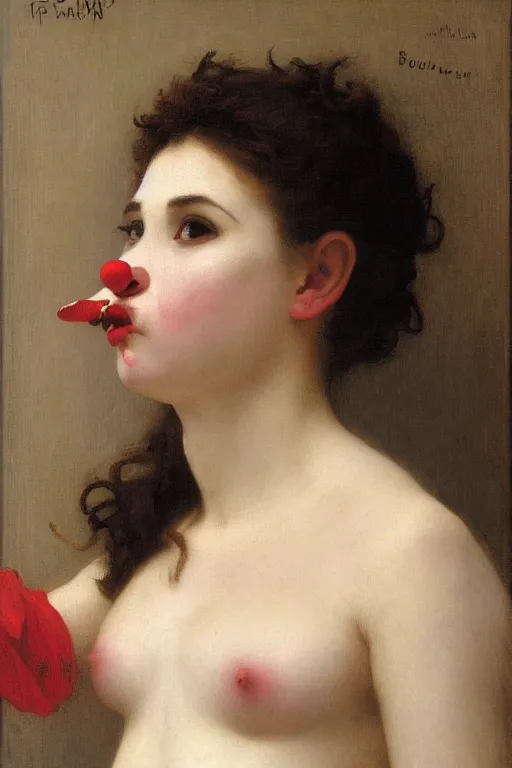 Prompt: sad clown by bouguereau