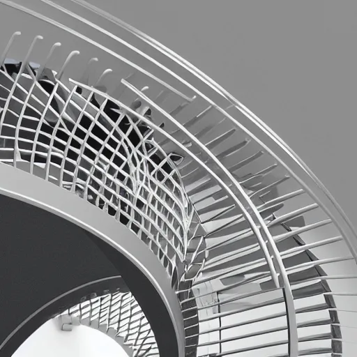 Prompt: a spiral staircase made out of pc cooling fans, high detailed, 4k