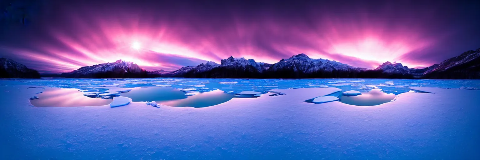 Image similar to amazing landscape photo of A (gigantic) monster trapped under the ice transparent frozen lake at sunset by marc adamus beautiful dramatic lighting