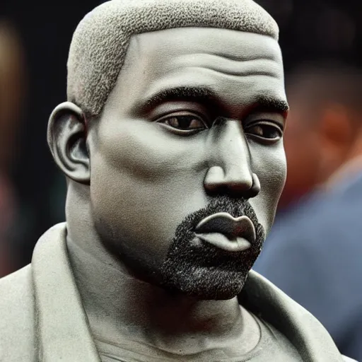 Image similar to a granite statue of kanye west, photograph