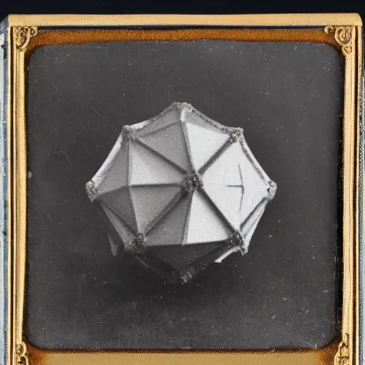 Image similar to a daguerreotype of an icosahedron