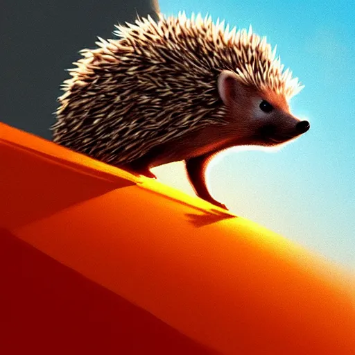 Prompt: hedgehog int he style of christopher balaskas, warm colours, autumn colours, cinematic lighting, front profile