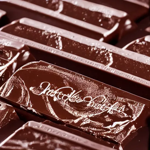 Image similar to extremely beautiful photo of chocolate bar, expensive top quality product, most perfect chocolate on the world, small manufacture, unique style, 8 k, product photography, professional studio photography