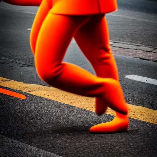 Image similar to film still a walking carrot, leica sl 2 5 0 mm, vivid color, high quality, high textured, real life