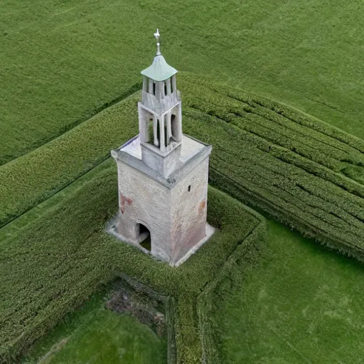 Image similar to Belltower of Burg Güssing in Südburgenland. Aerial photograph of landart installation by Christo Vladimirov Javacheff.