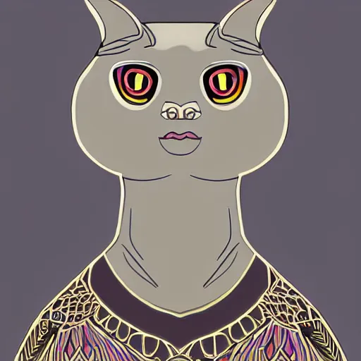 Image similar to sphinx cat, symmetrical, digital art, high quality, illustration, museum, oil painting, sticker,