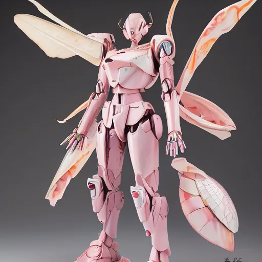 Image similar to futuristic nymphaea themed mecha waterlily upper body, sepals forming helmet, highly detailed, nymphaea, 8 k hd resolution, barbatos gundam with multi layered floral inlay, bandai box art, star wars, makoto kobayashi, frank gehry, raymond swanland