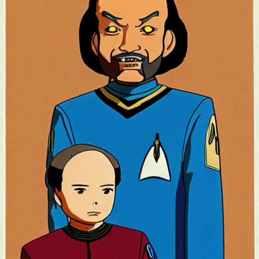 Image similar to kawaii lieutenant commander worf, star trek : the next generation, studio ghibli