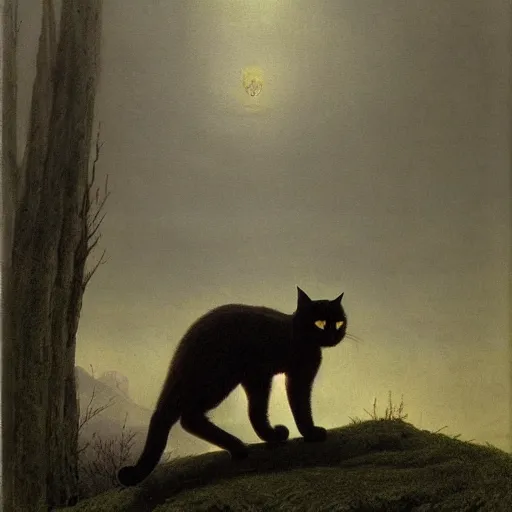 Prompt: cats by Caspar David Friedrich