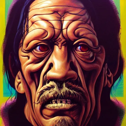 Image similar to prompt : danny trejo necromancer soft light painted by james jean and katsuhiro otomo and erik jones, inspired by akira anime, smooth face feature, intricate oil painting, high detail illustration, sharp high detail, manga and anime 1 9 9 9