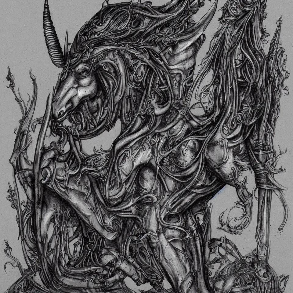 Prompt: an unicorn in Giger style