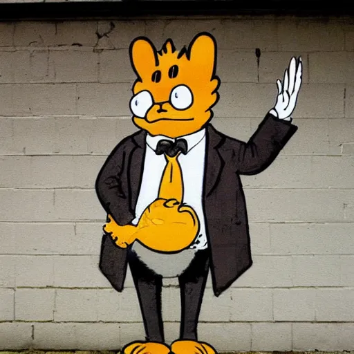 Prompt: garfield painted by banksy