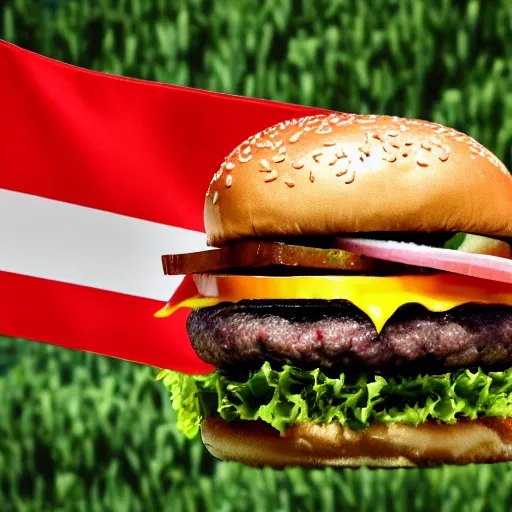 Image similar to beautiful photograph of a flag representing burgers waving in the wind